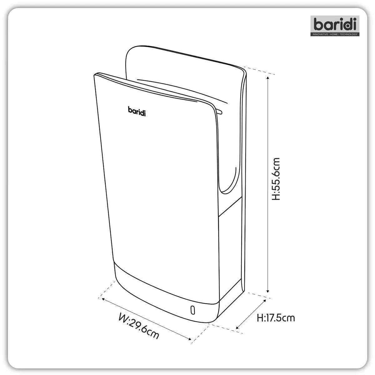 Sealey DH150 Baridi Hand Dryer with HEPA Filter & Auto-Sensor 1750W/230V Silver