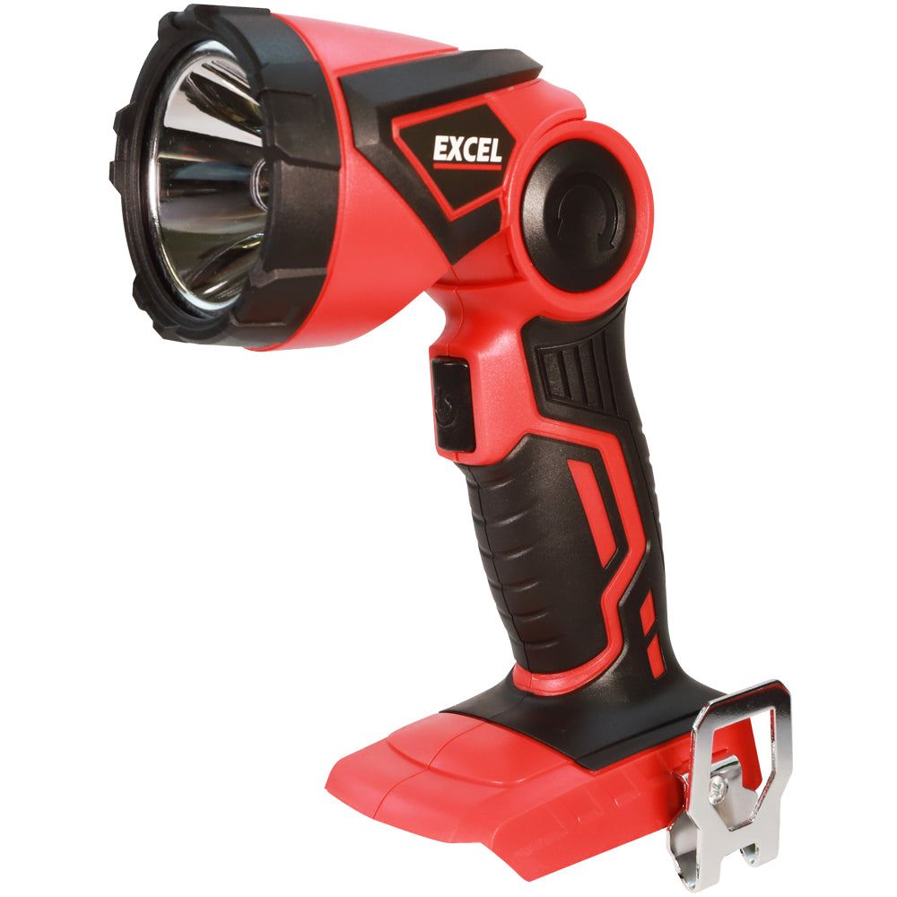 Excel 18V Cordless LED Flashlight Torch with 1 x 2.0Ah Battery & Charger