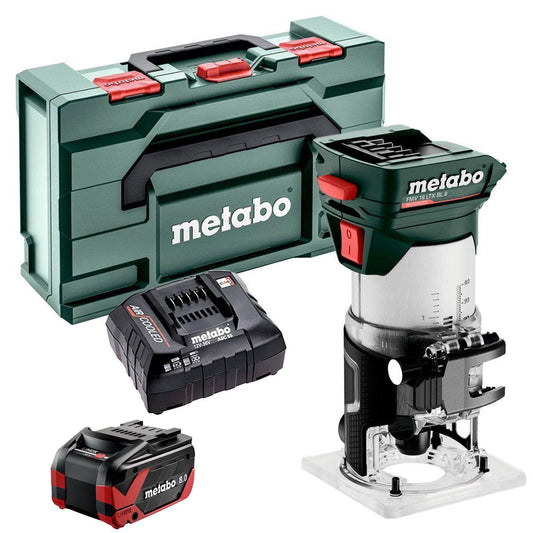 Metabo FMV 18 LTX BL 8 18V Brushless 1/4" Trim Router with 1 x 8.0Ah Battery Charger & Metabox