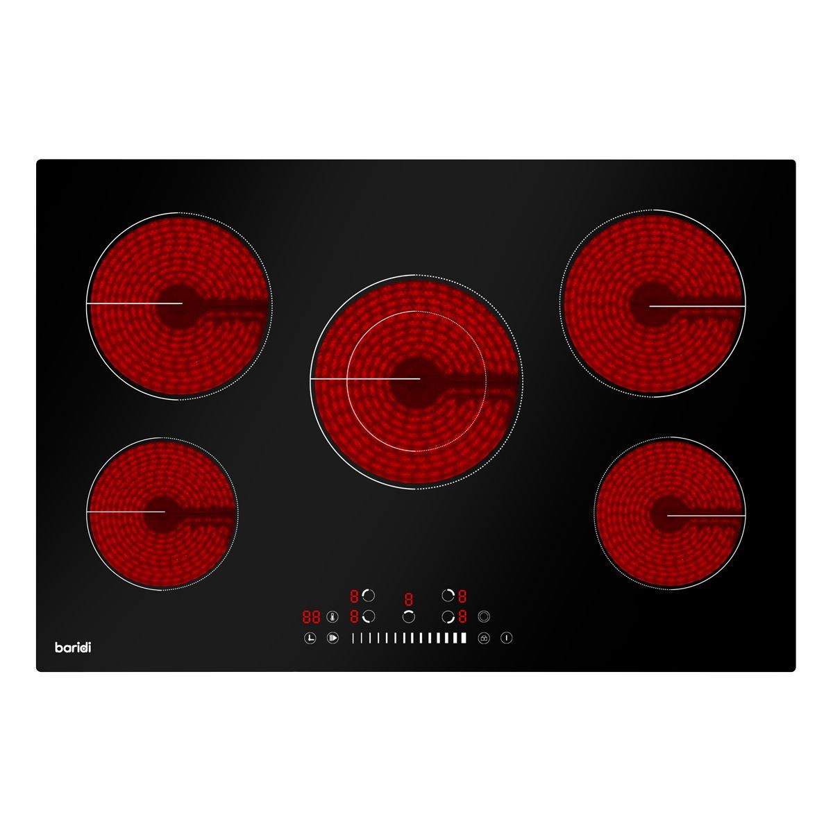 Sealey DH175 Baridi Integrated Ceramic Hob with 5 Cooking Zones 77cm 8200W Output