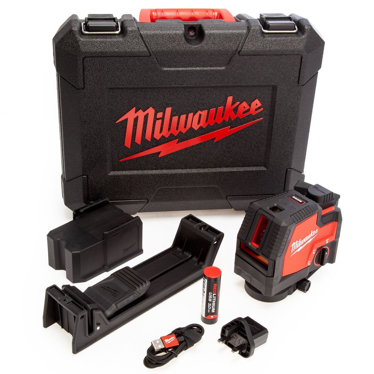 Milwaukee L4CLLP-301C Green Cross Line Laser with 1.2m Compact Laser Tripod & Plumb Points