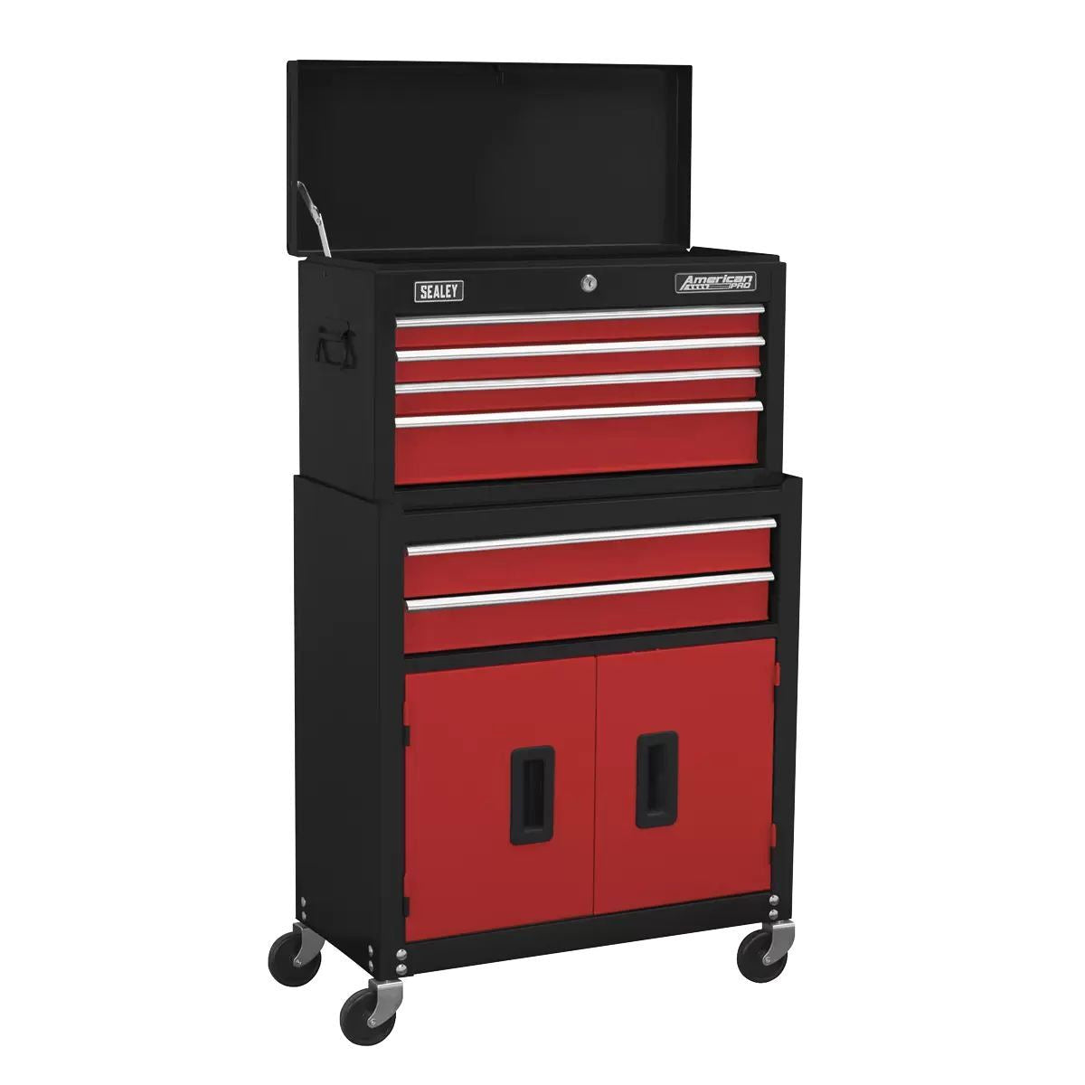 Sealey AP22RCOMBO 6 Drawer Topchest & Rollcab Combination with Ball-Bearing Slides & 170pc Tool Kit