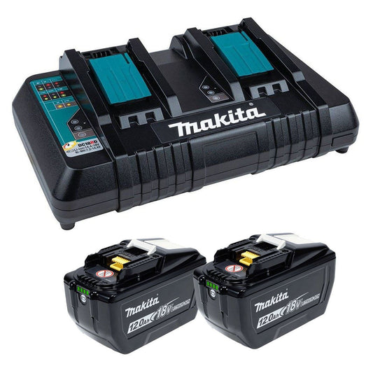 Makita BL18120XDC18RD 18V LXT Li-ion 2 x 12.0Ah Battery and Dual Port Charger