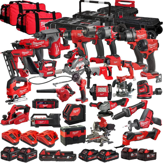 Milwaukee 18V 28 Piece Power Tool Kit with 8 x Batteries T4TKITM - 18478