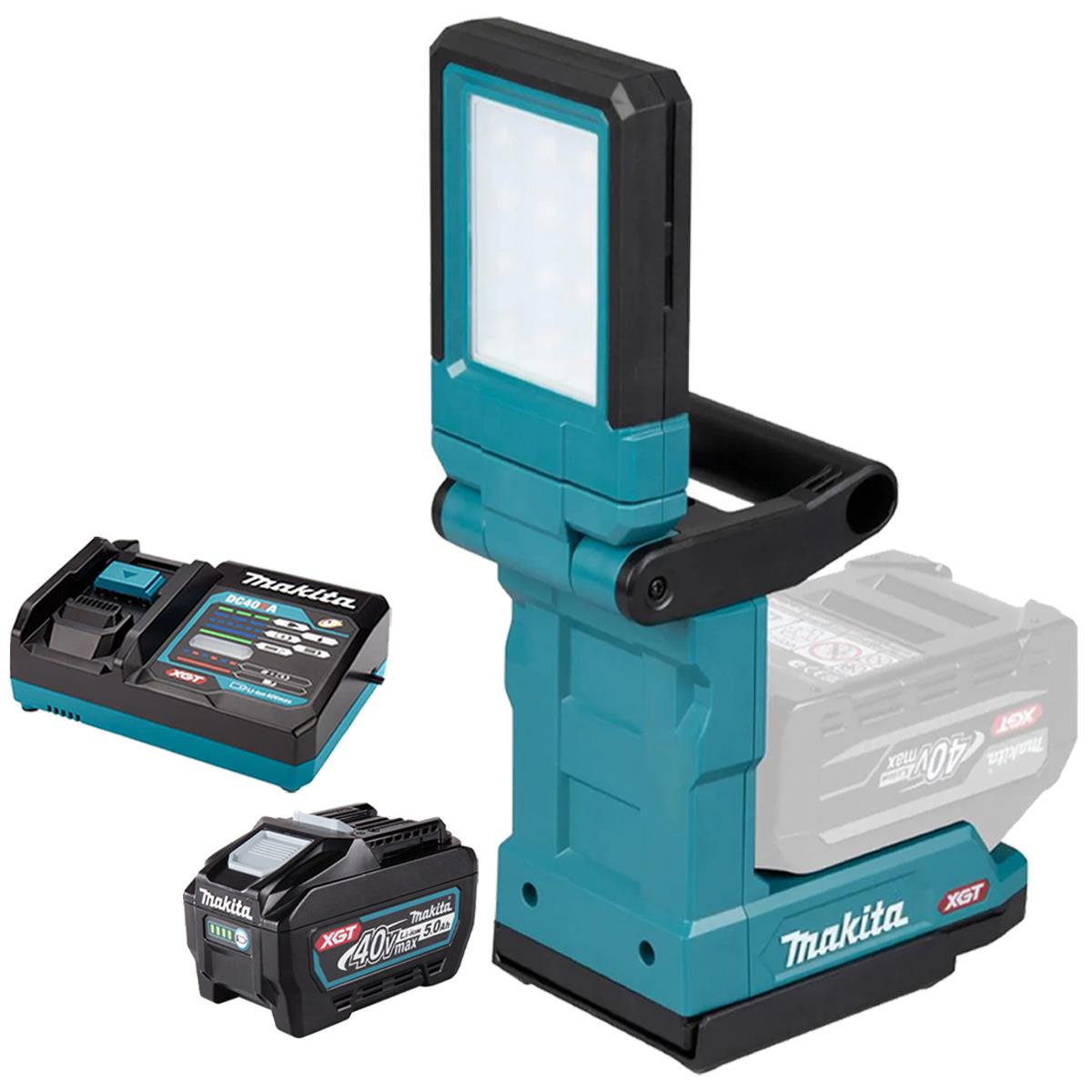 Makita ML013G 40V Max XGT Magnetic Light with 1 x 5.0Ah Battery & Charger