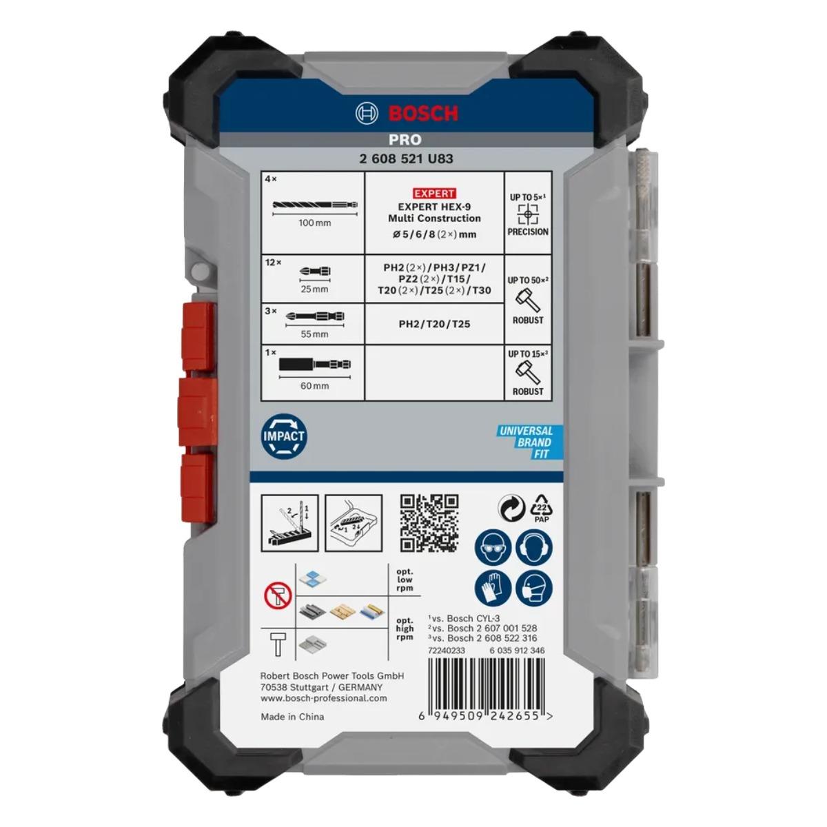 Bosch PRO 20 Piece Impact Screwdriving & Multi Construction Drilling Mixed Bit Set 2608521U83 - SPL