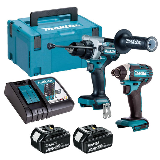Makita 18V 2 Piece Power Tool Kit with 2 x 5.0Ah Batteries T4TKIT-16446