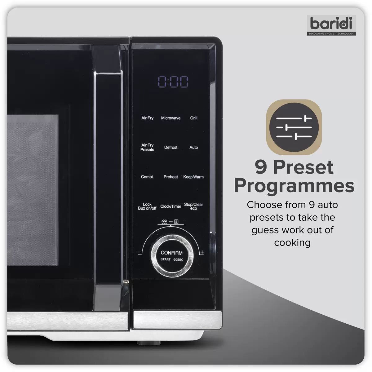 Sealey DH277 Baridi 7-in-1 Air Fryer Microwave & Grill, 28L Capacity Black