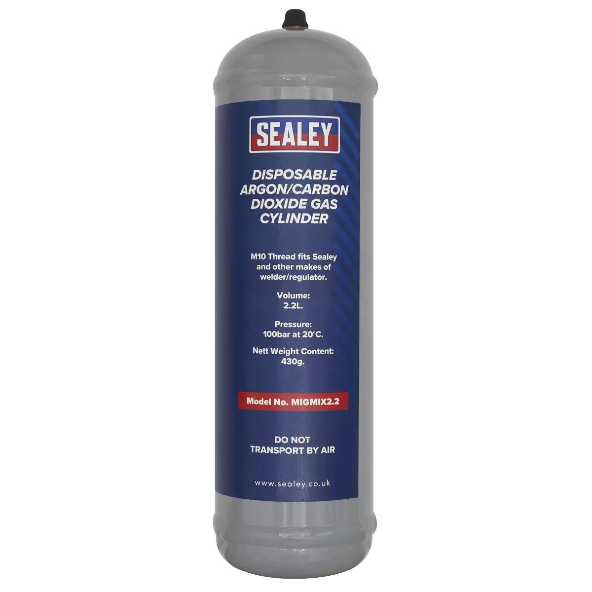 Sealey MIGMIX2.24 Disposable Argon/Carbon Dioxide Gas Cylinder 2.2L/430grm Pack of 4