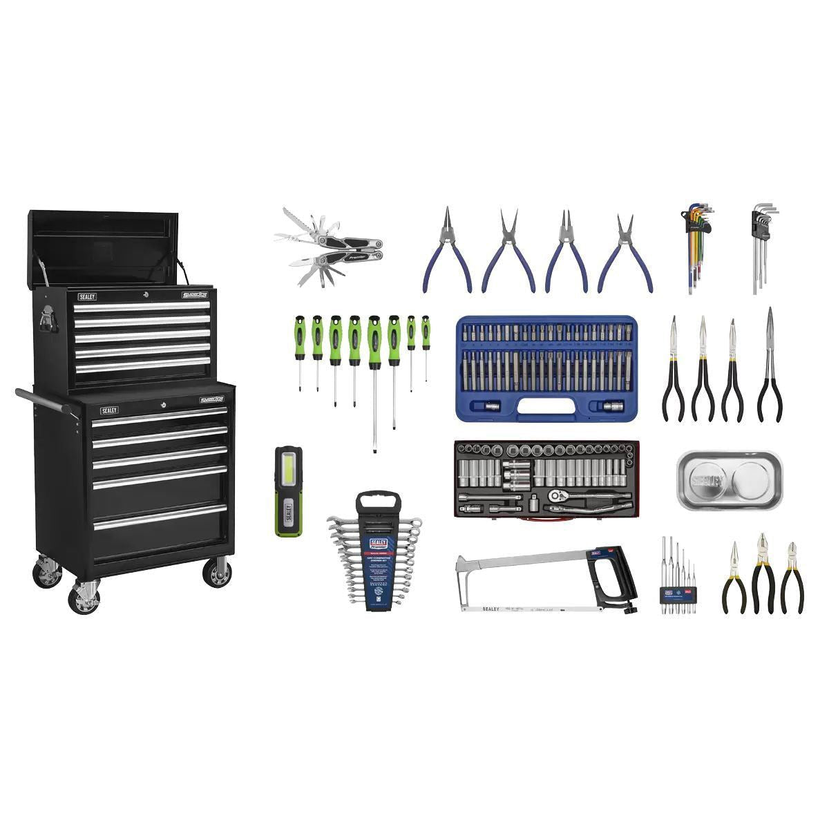 Sealey APCOMBOBBTK56 10 Drawer Top chest with 148pc Tool Kit Black