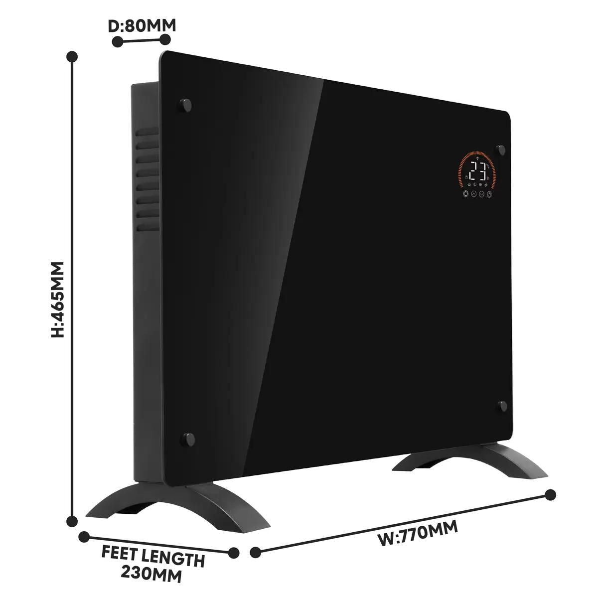 Sealey DH139 Baridi Electric Glass Panel Heater Black Remote Control & Wi-Fi 2000W