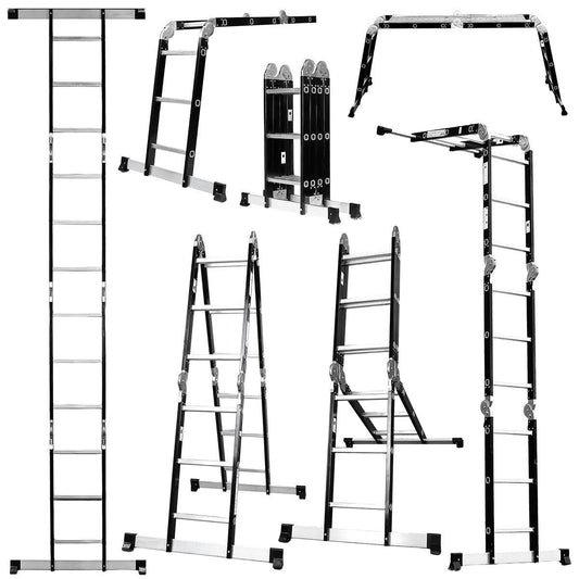 Excel 12 Tread Steel Multi-Purpose Combination Ladder with Platform Item Condition Damaged Box