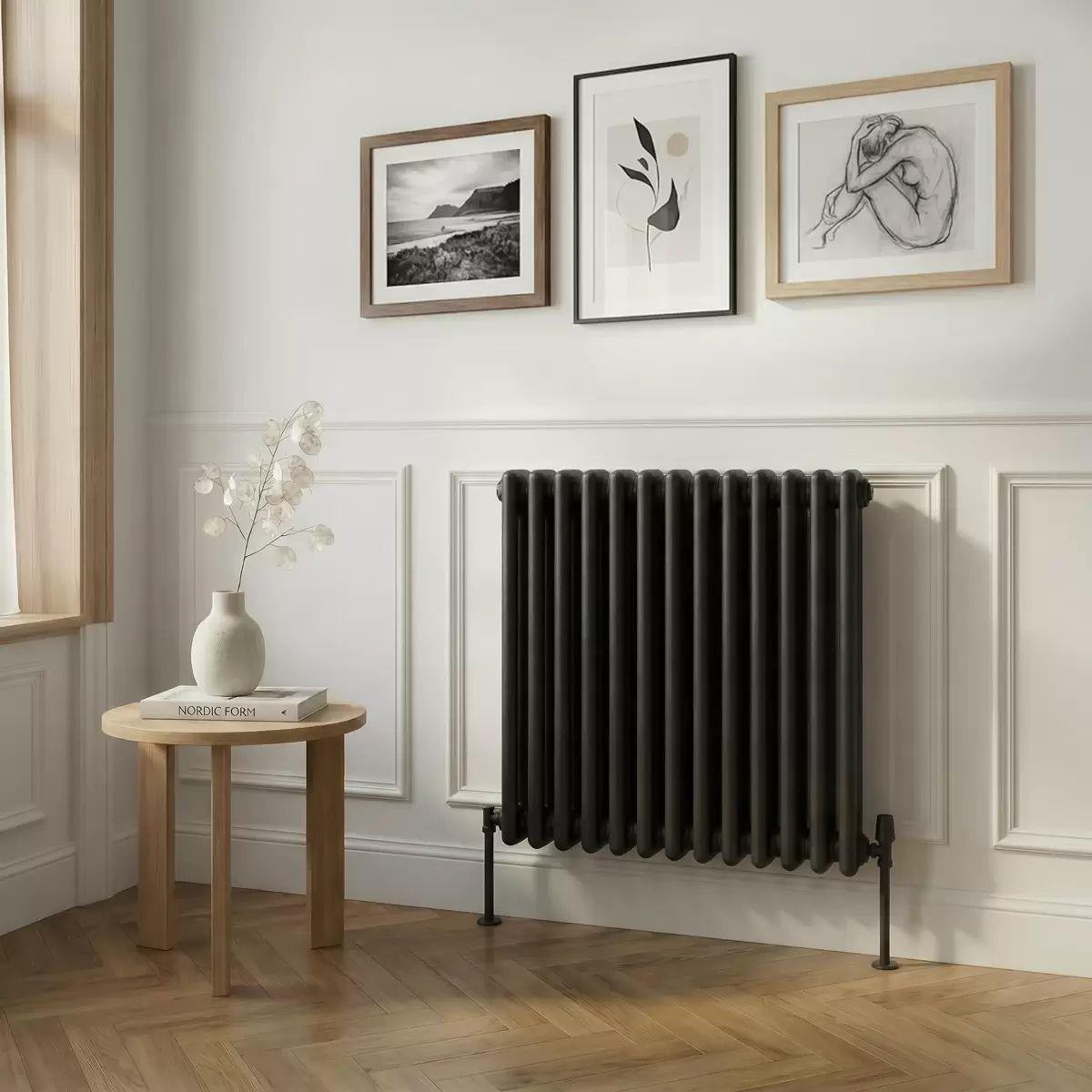 Sealey DH362 Baridi Horizontal Traditional 2 Column Radiator 600 x 607mm Black