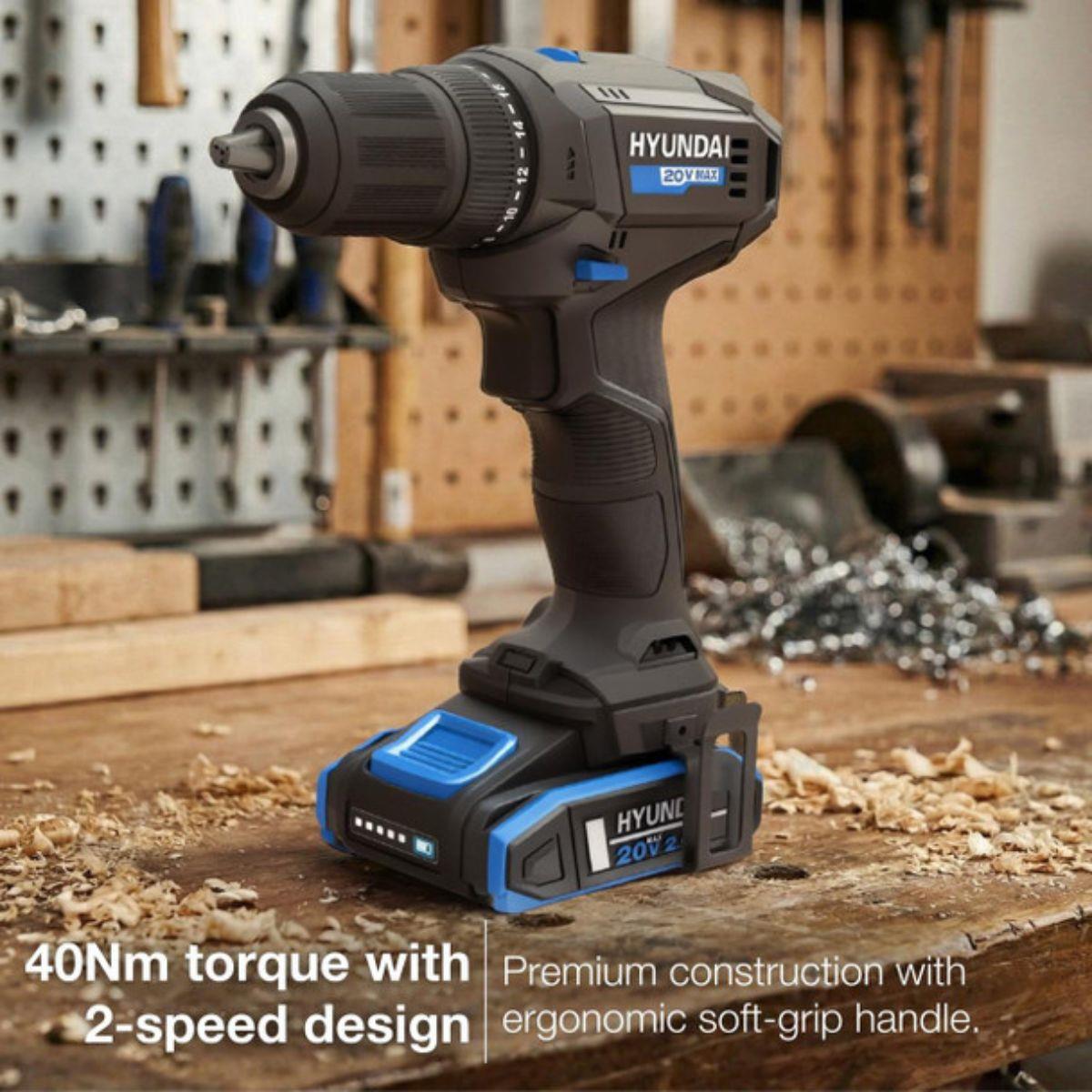 Hyundai DD20S-40TT 20V Cordless Drill Driver 1 X 2Ah Battery and Charger