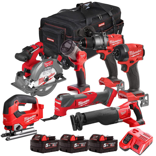 Milwaukee 18V 7 Piece Combo Kit with 3 x 5.0Ah Batteries & Charger M18T4TKIT-4819