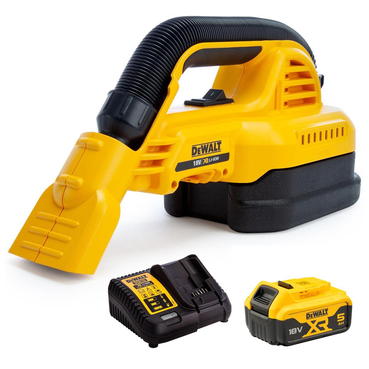 Dewalt DCV517N 18V XR Wet & Dry Hand-Held Vacuum with 1 x 5.0Ah Battery & Charger