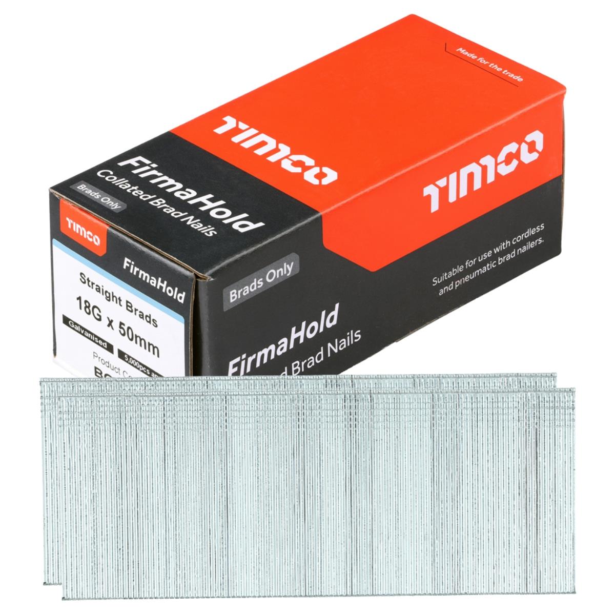 FirmaHold 50mm 18 Gauge 5000 Galvanised Straight Collated Brad Nails BG1850
