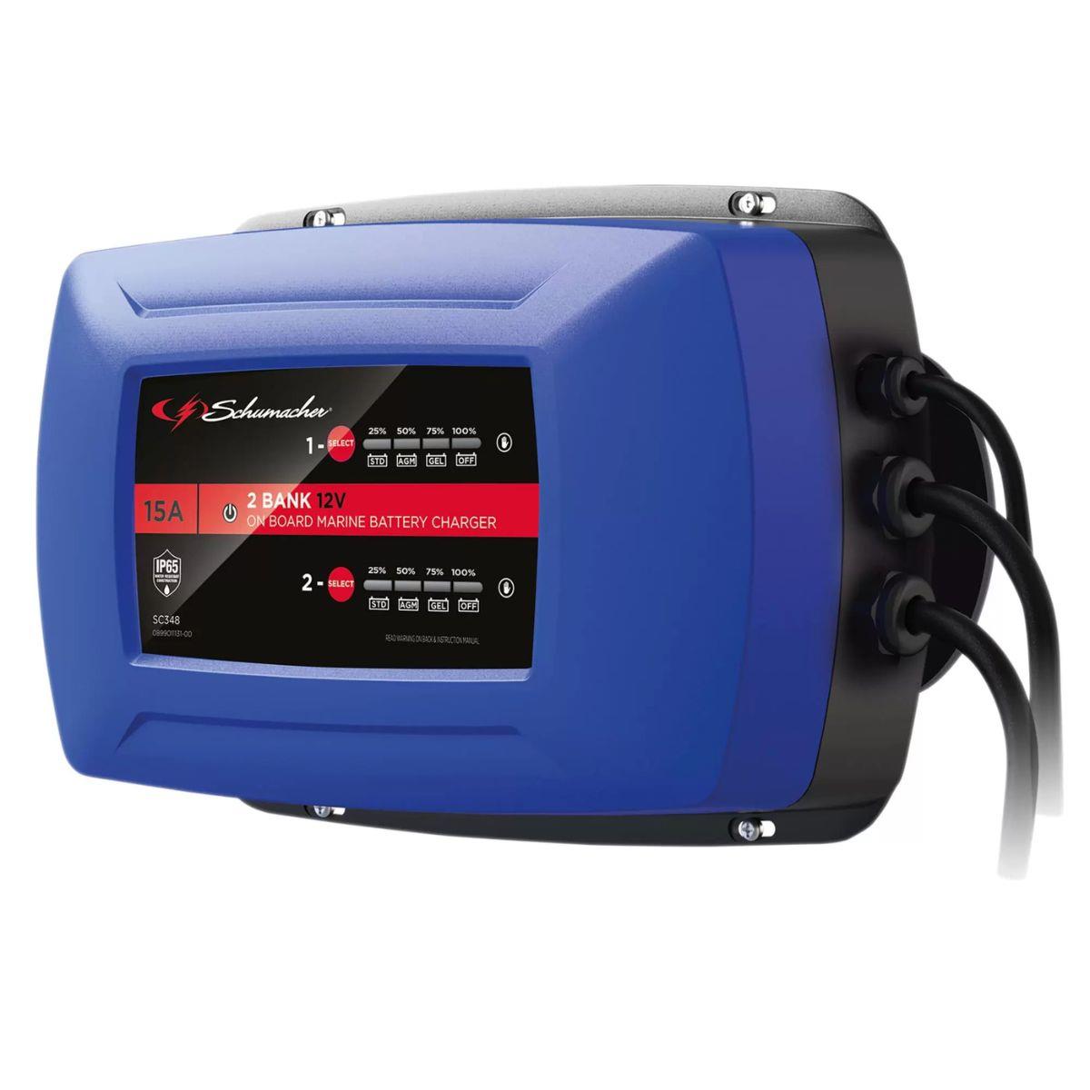 Schumacher SC348 2 Bank 12V On Board Marine Battery Charger 15A 13102