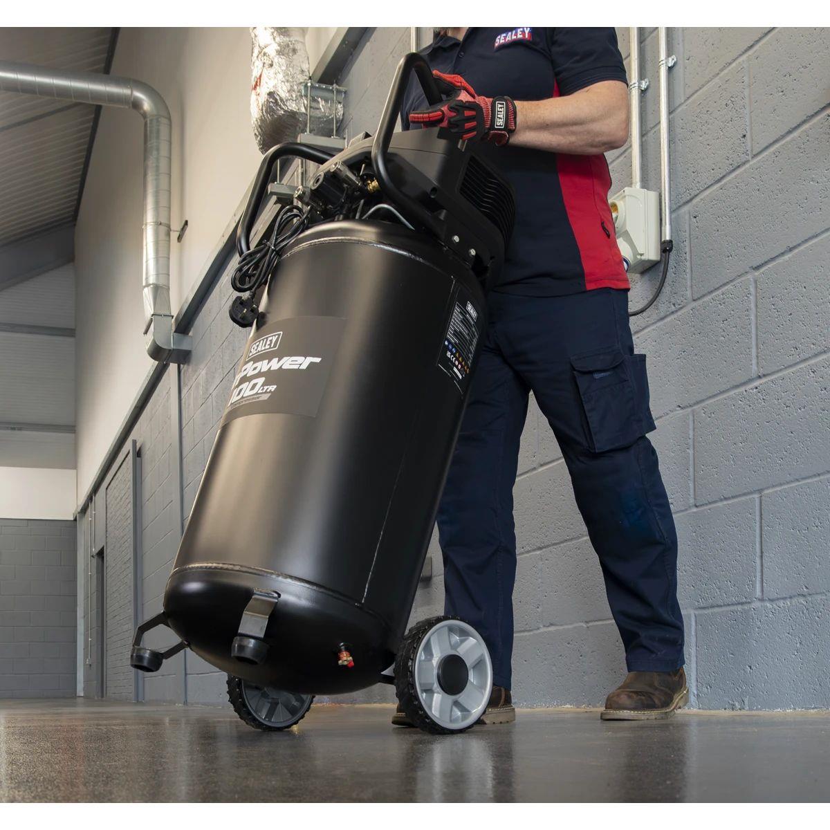 Sealey SAC100V 100L Oil Free Belt Drive Vertical Compressor 2.5hp & 230V/13A