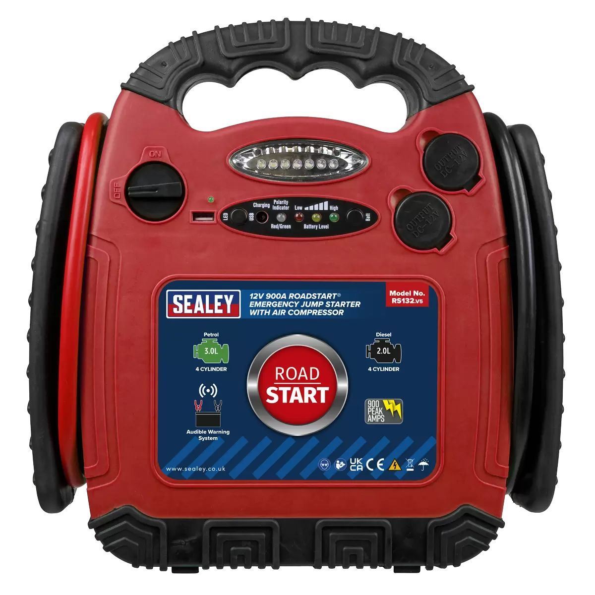 Sealey RS132 12V Road Start Emergency Power Pack with Air Compressor