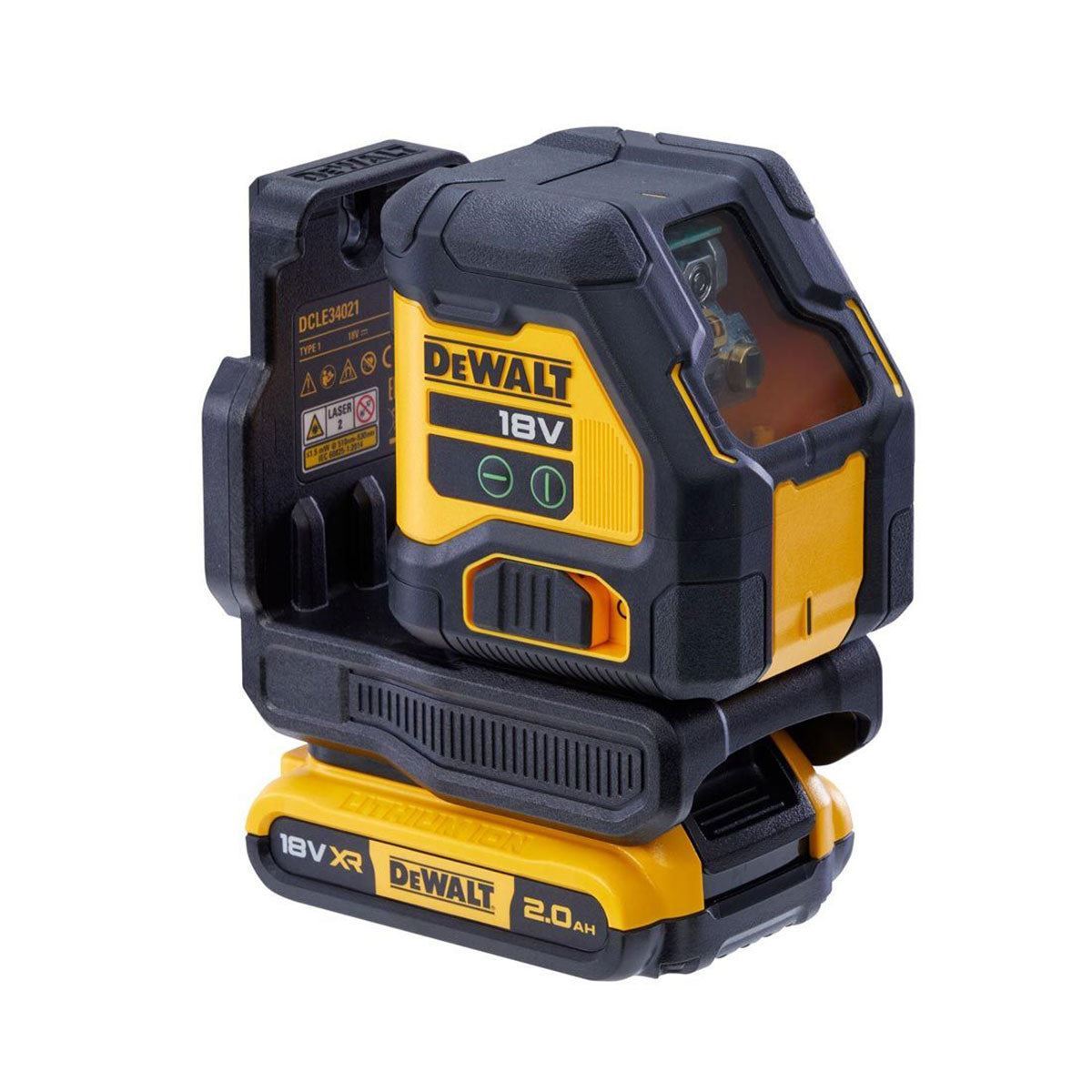 Dewalt DCLE34021D1 18V Green Cross Line Laser 1 x 2.0Ah Battery Charger with DE0735 Tripod