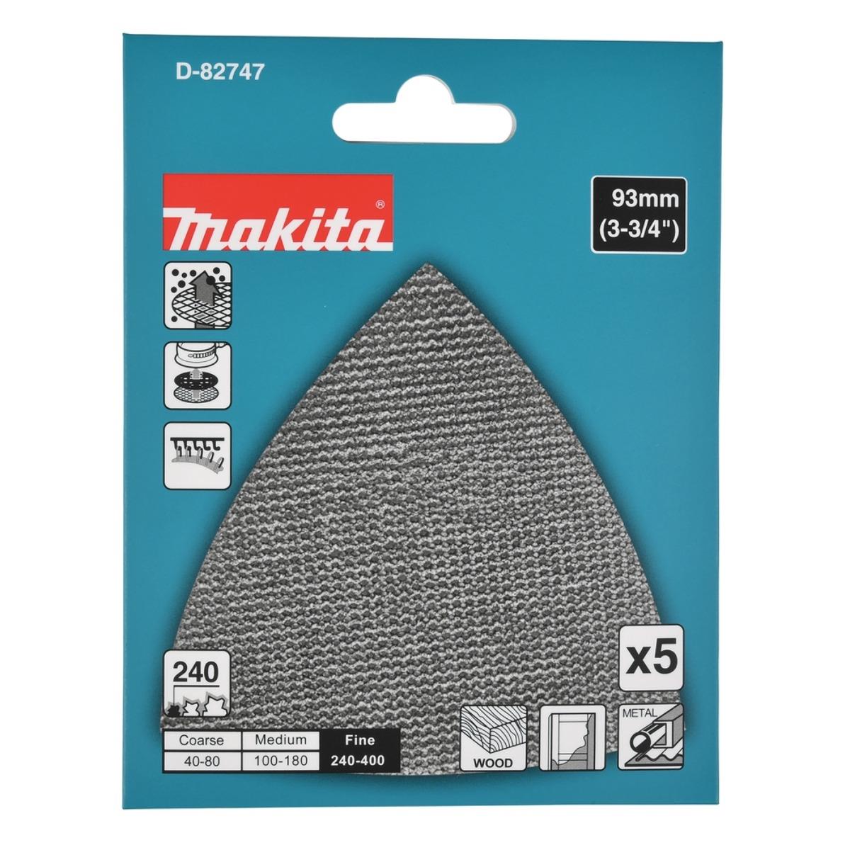 Makita D-82747 Triangular Net Sanding Pad 93mm A240 Pack of 5
