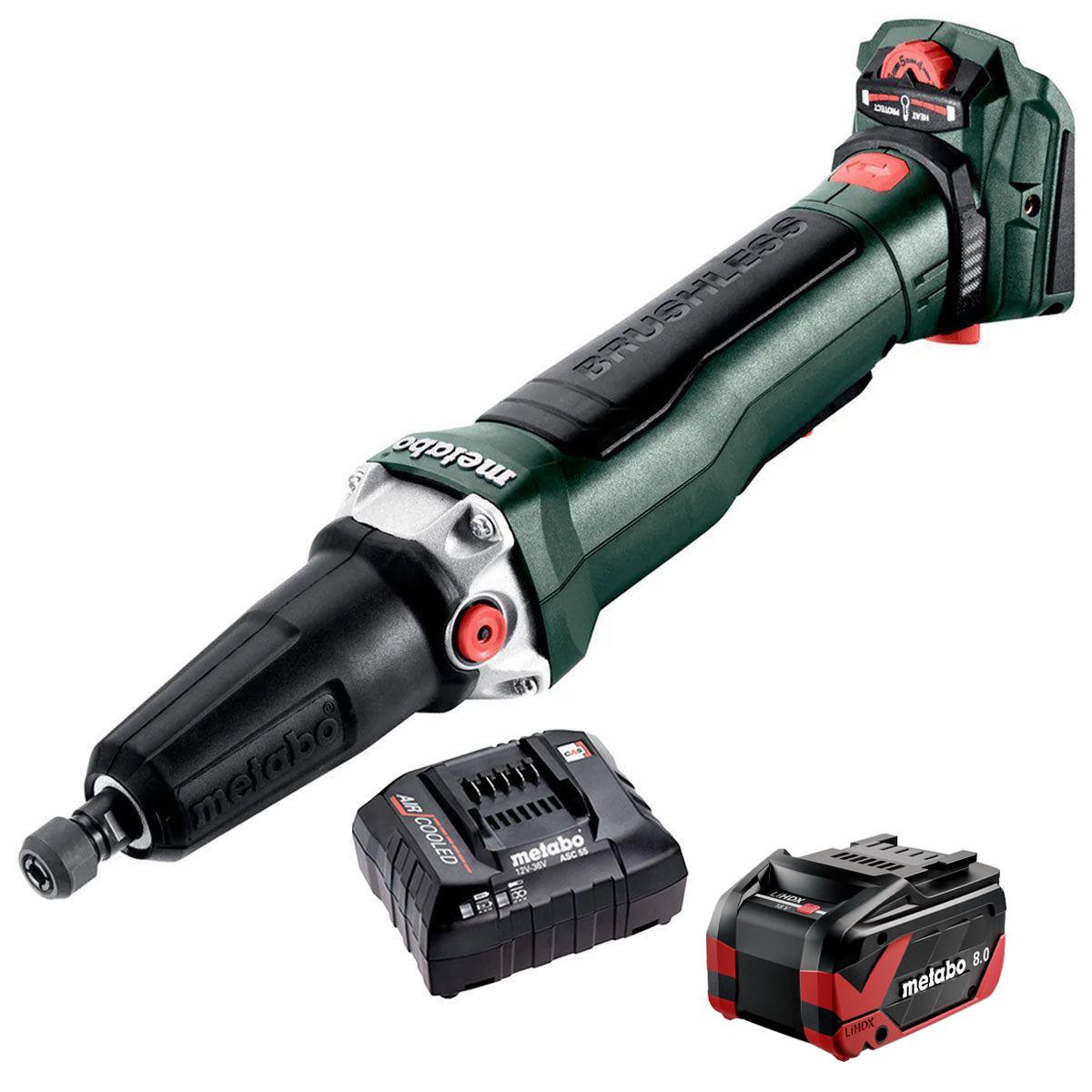 Metabo GVPB 18 LTX BL 11-28 18V Brushless Die Grinder with 1 x 8.0Ah Battery & Charger