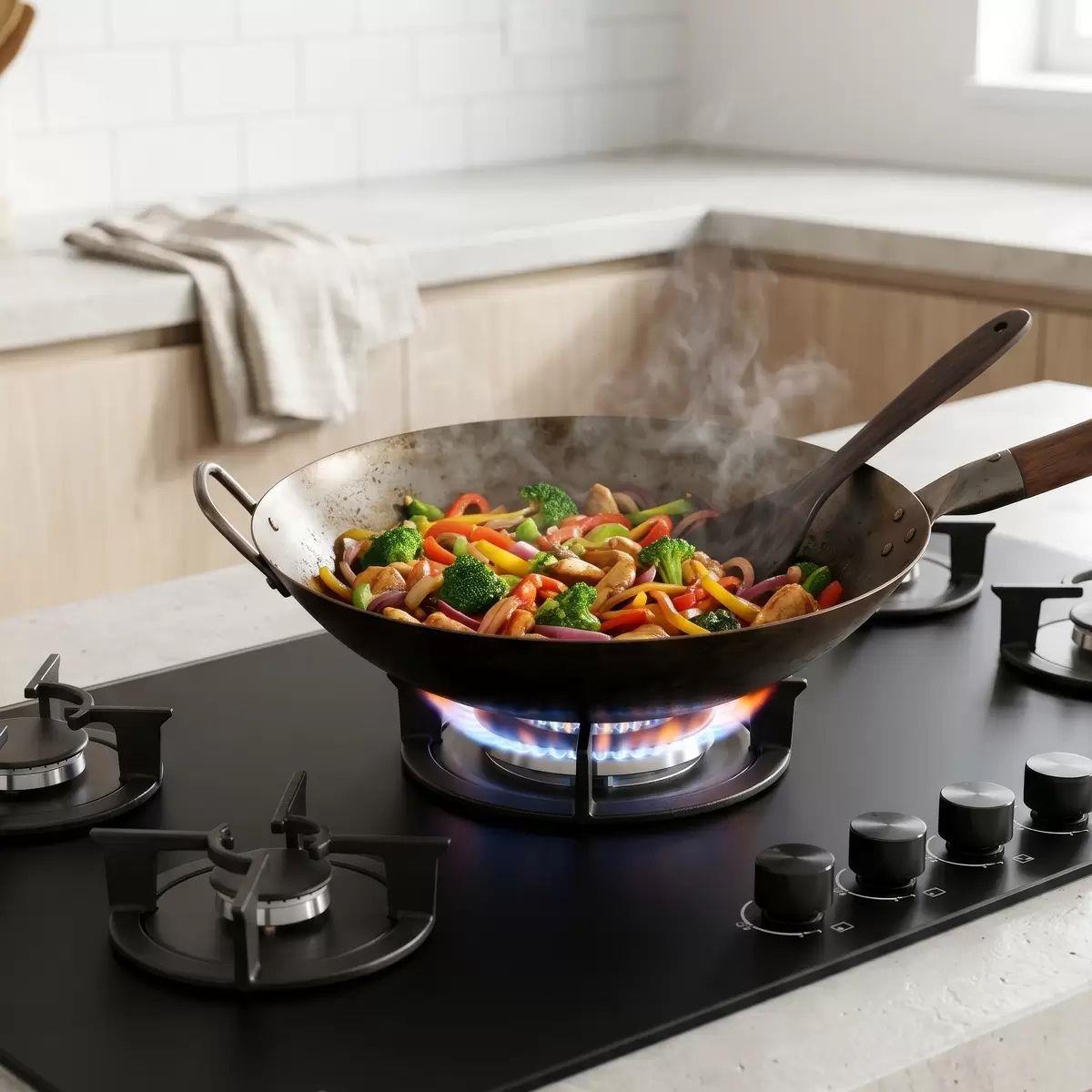 Sealey DH385 Baridi 90cm Gas Hob Matt Black 5 Burners Cast Iron Supports & Auto Ignition 10.4kW/230V