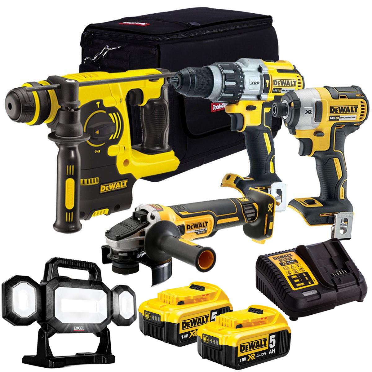 Dewalt 18V 5 Piece Power Tool Kit with 2 x 5.0Ah Battery & Charger T4TKIT-182