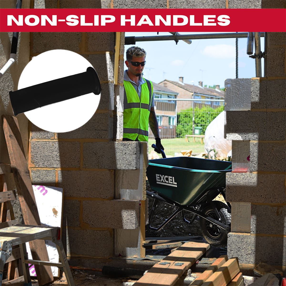 Excel Heavy Duty Wheelbarrow with 100L HDPE Tray Green