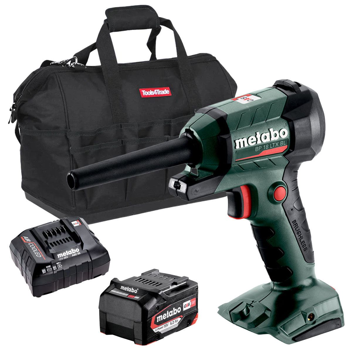 Metabo BP 18 LTX BL 18V Brushless Blower with 1 x 5.2Ah Battery Charger & Bag