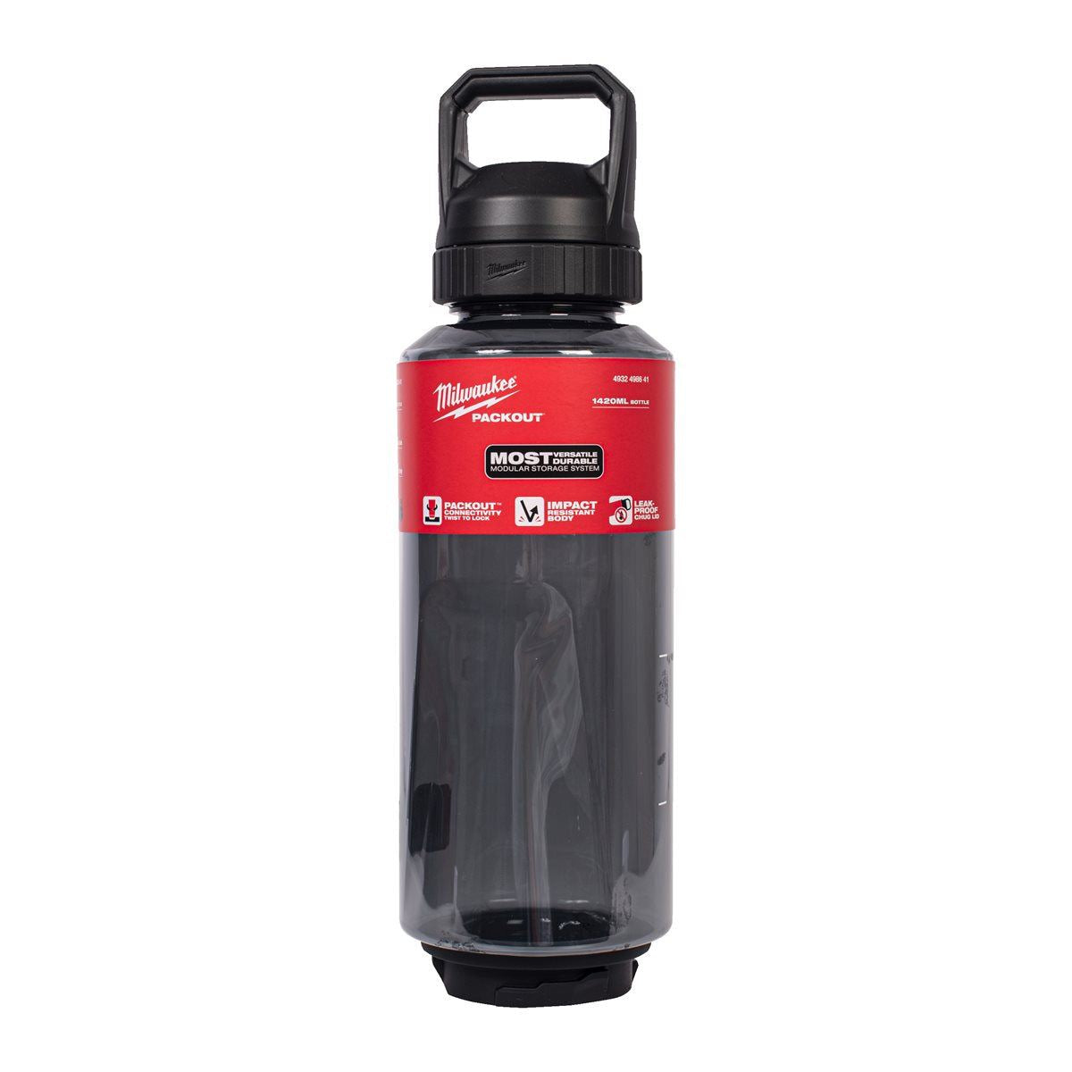 Milwaukee Packout 1420ml Plastic Bottle with Chug Lid Black 4932498641