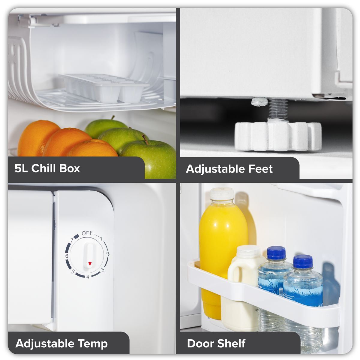 Sealey DH256 Baridi Tabletop Fridge with Ice Box 46L Capacity White