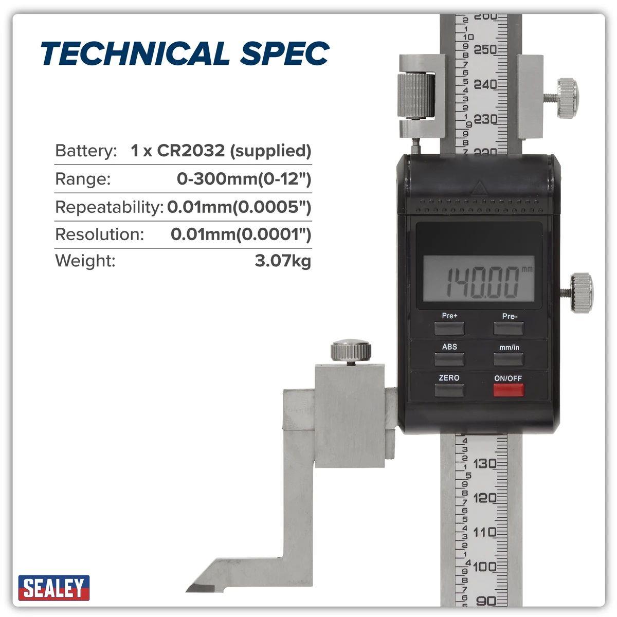 Sealey AK9636D Digital Height Caliper 0-300mm/0-12in