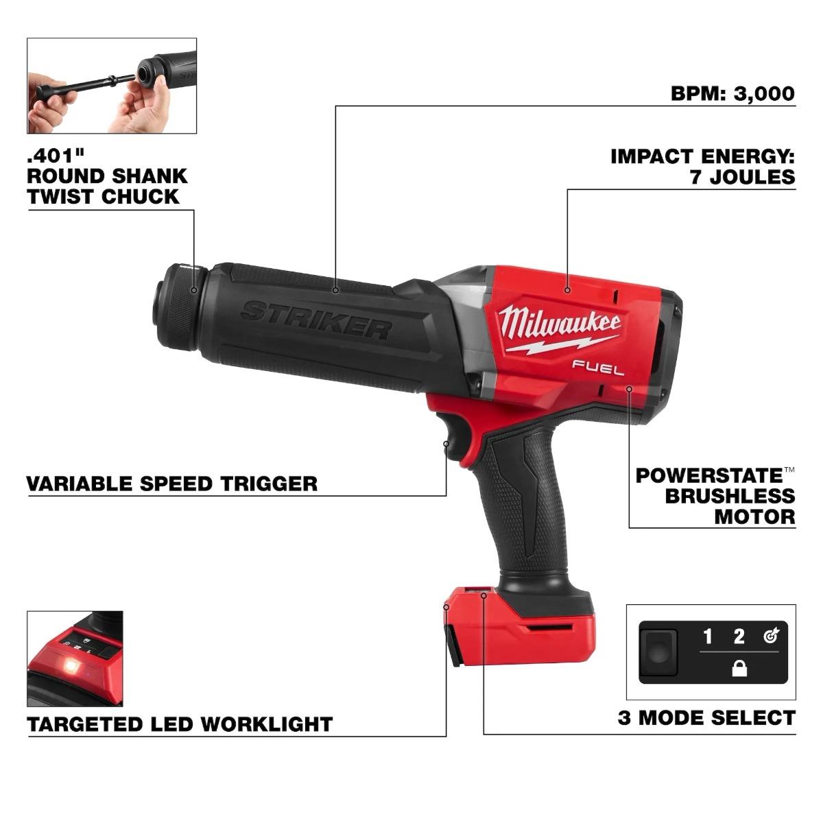 Milwaukee M18FCH-0X M18 Fuel 18V Brushless Striker Chisel Hammer Body Only With Case 4933498202