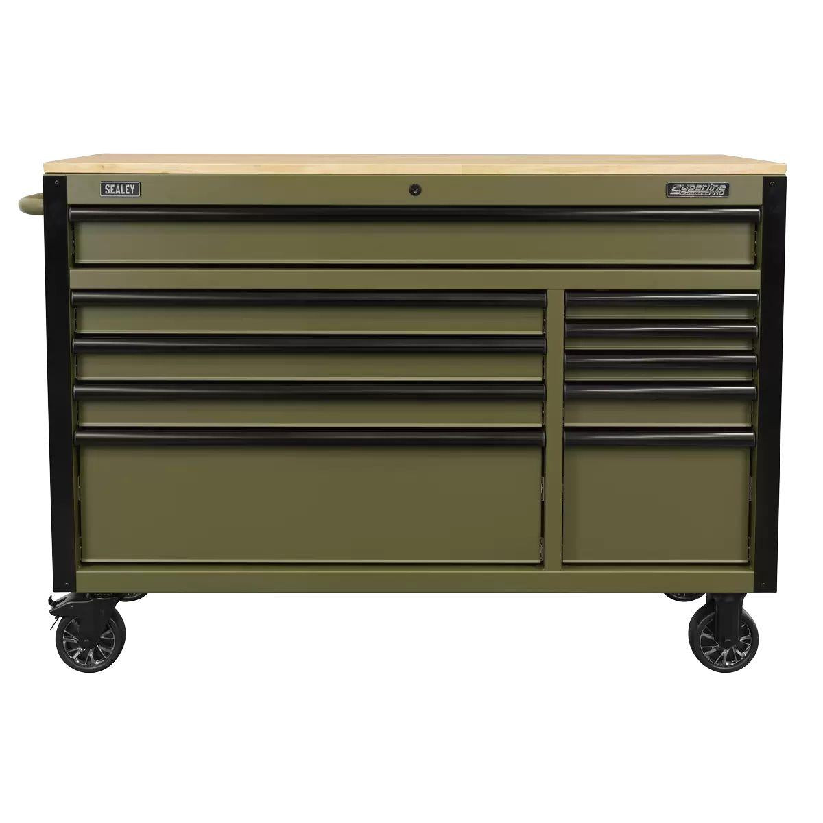 Sealey AP5210KBE Superline PRO Mobile Trolley with Wooden Worktop & Power Bar 10 Drawer 1320mm