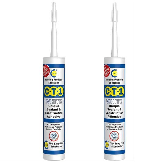 C-TEC CT1 290ml Unique Sealant & Construction Adhesive White Pack of 2