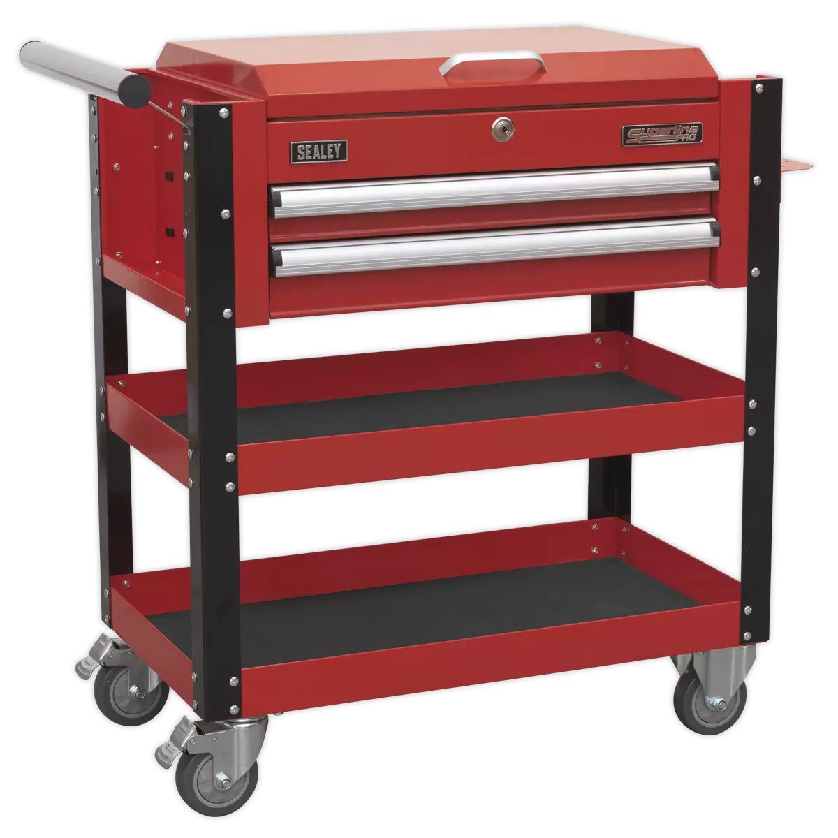Sealey AP760M Heavy-Duty Mobile Tool Parts Trolley 2 Drawers Lockable Top Red