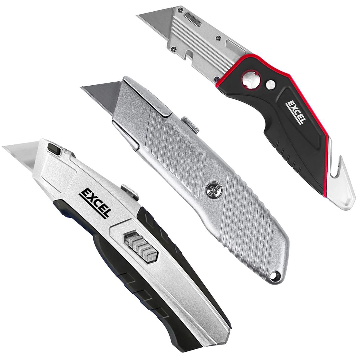 Excel Folding Utility Knife with Auto Reload Utility Knife, Trimming Knife & 15 Blades