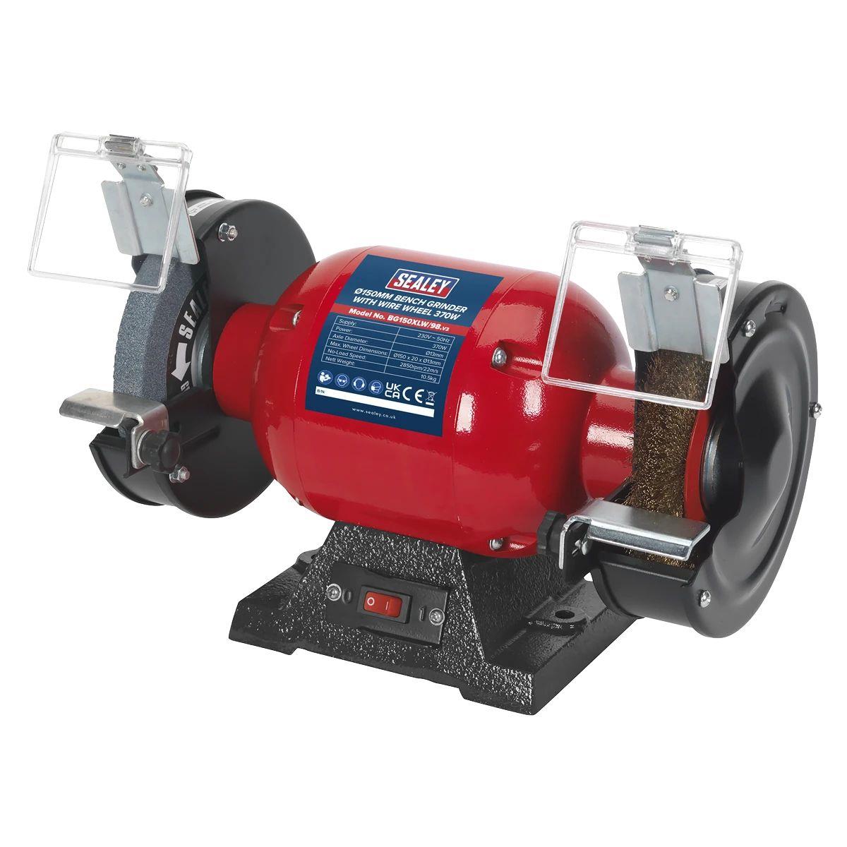 Sealey BG150XLW/98 Bench Grinder 150mm with Wire Wheel 370W/230V