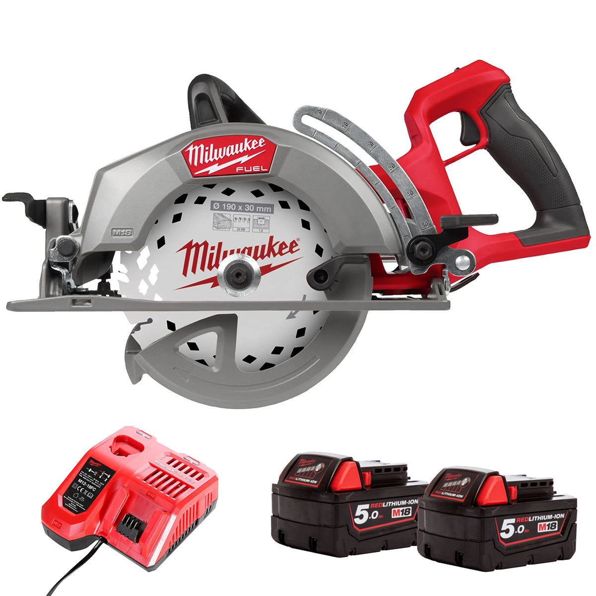 Milwaukee M18FCSRH662-0 M18 FUEL Gen 2 18V Brushless Circular Saw with 2 x 5.0Ah Battery & Charger