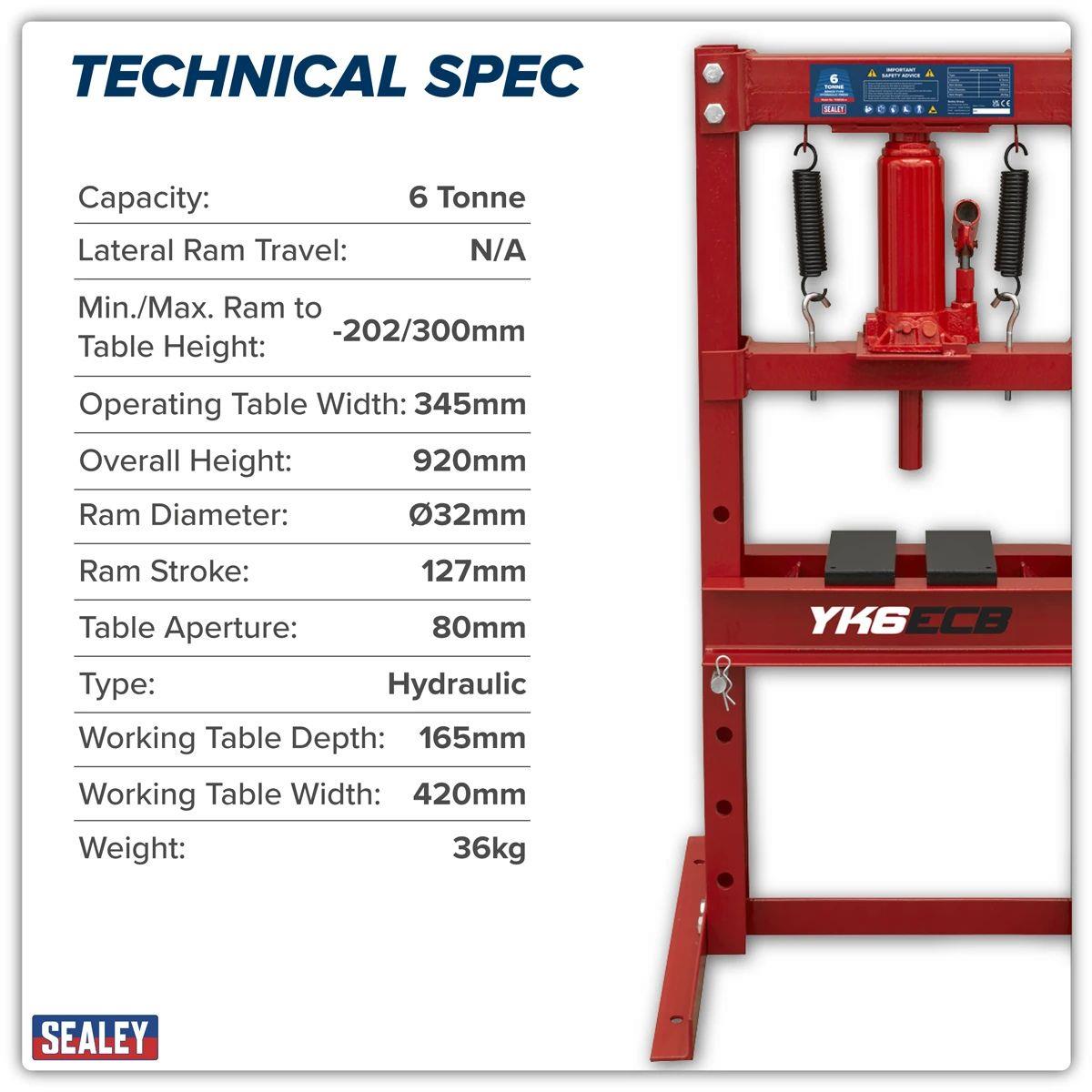 Sealey YK6ECB 6 Tonne Bench Type Hydraulic Press