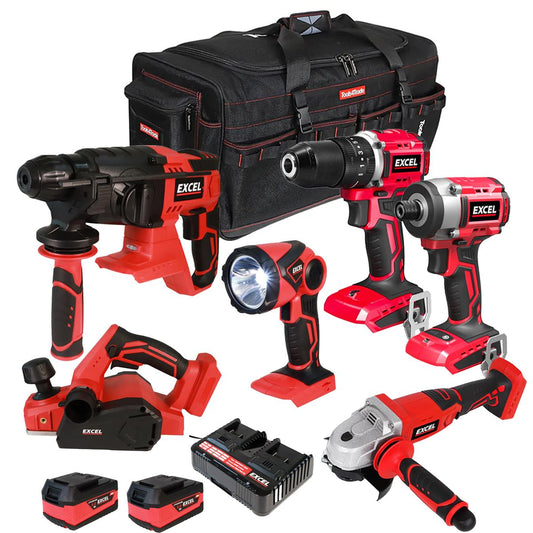 Excel 18V 6 Piece Combo Kit with 2 x 5.0Ah Battery & Charger EXLKIT-8957
