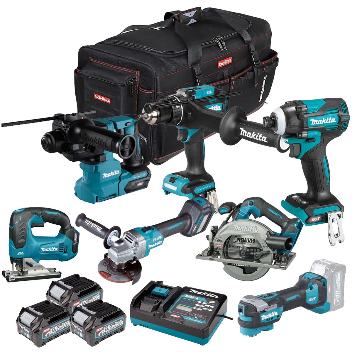 Makita 40V 7 Piece Combo Kit with 3 x 2.5Ah Batteries & Charger T4TKIT-6969