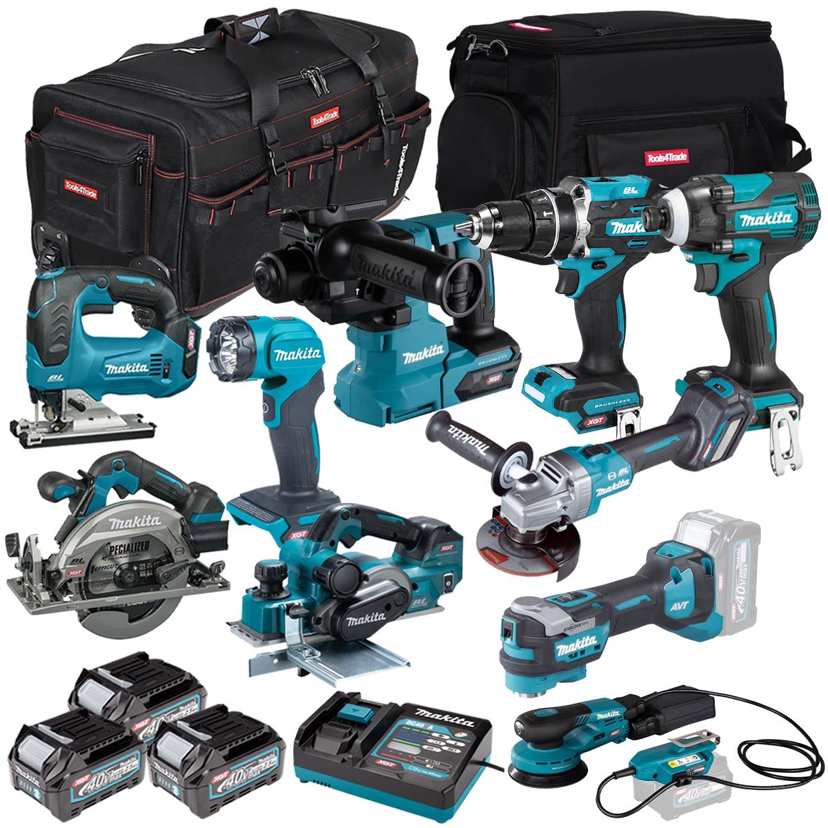 Makita 40V 10 Piece Combo Kit with 3 x 2.5Ah Batteries & Charger T4TKIT-7712