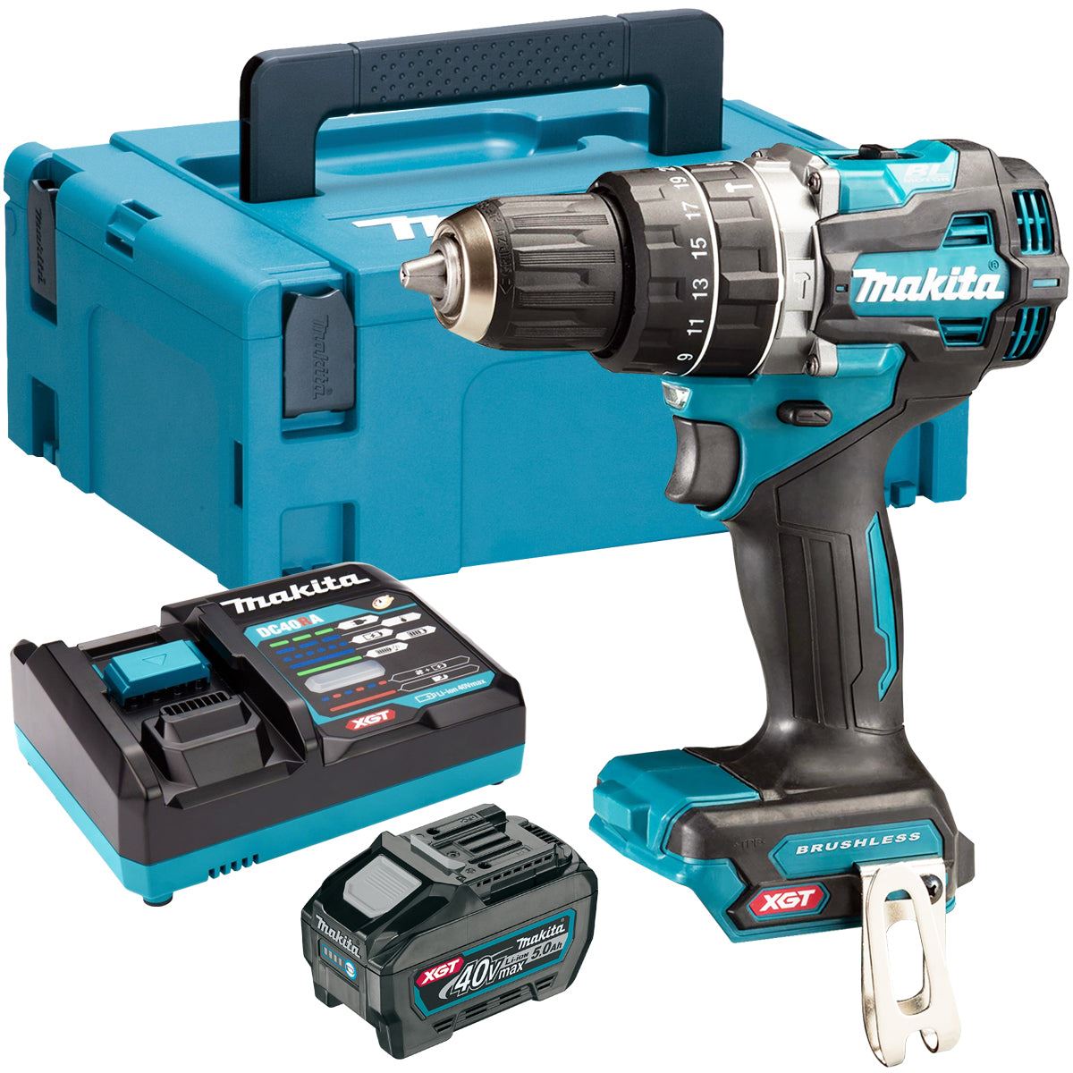 Makita HP002GZ01 40V Max XGT Brushless Combi Drill With 1 x 5.0Ah Battery & Charger