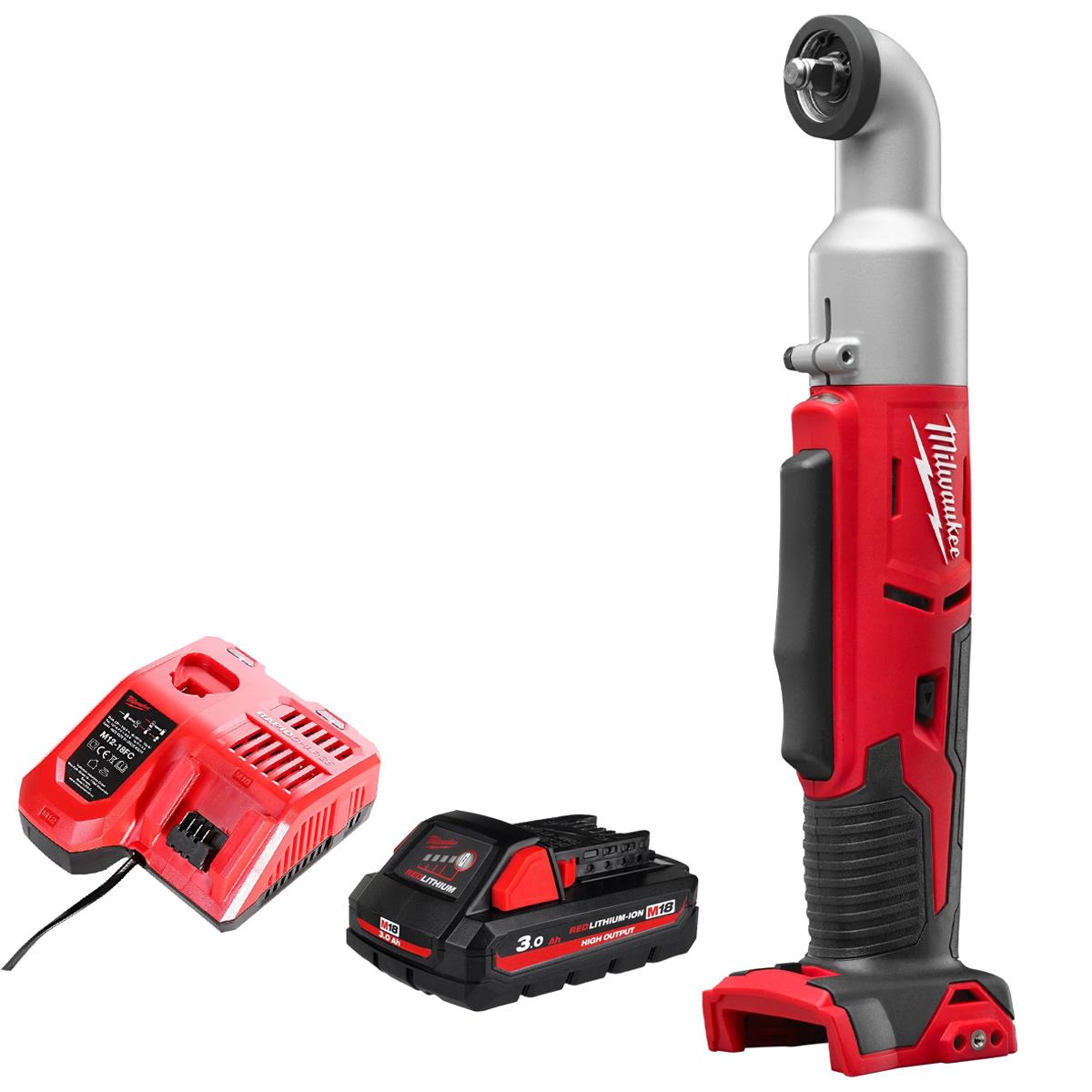Milwaukee M18BRAIW-0 18V Right Angle Impact Wrench With 1 x 3.0Ah Battery & Charger