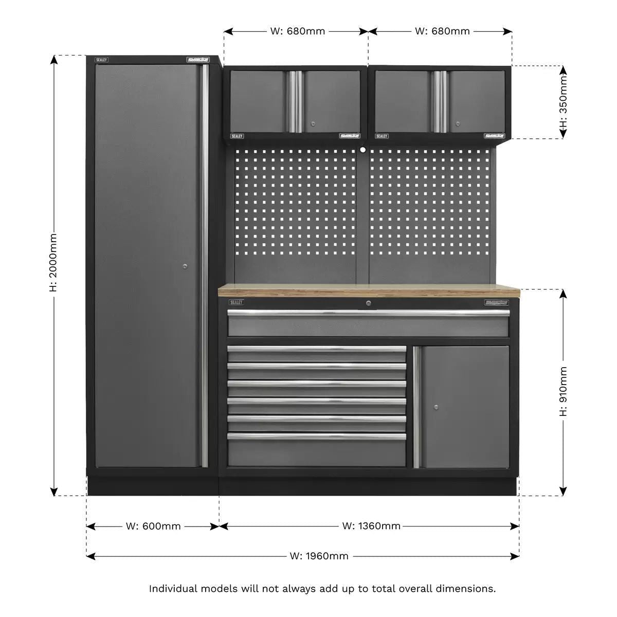 Sealey APMSSTACK10W Superline Pro 1.96m Storage System Pressed Wood Worktop20785