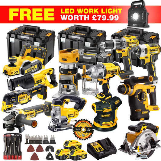 Dewalt DCKT4T13WLF 18V XR 13 Piece Power Tool Kit with 3 x 5.0Ah Batteries, Accessories Set & Toughsystem Box