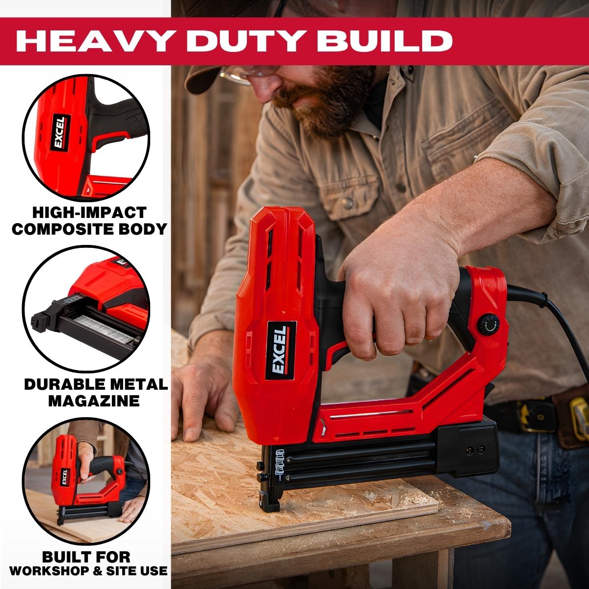 Excel 2-in-1 Electric Stapler Nailer Gun 18G Heavy Duty 240V